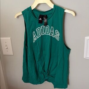 Adidas Green Knotted Logo Tank Top